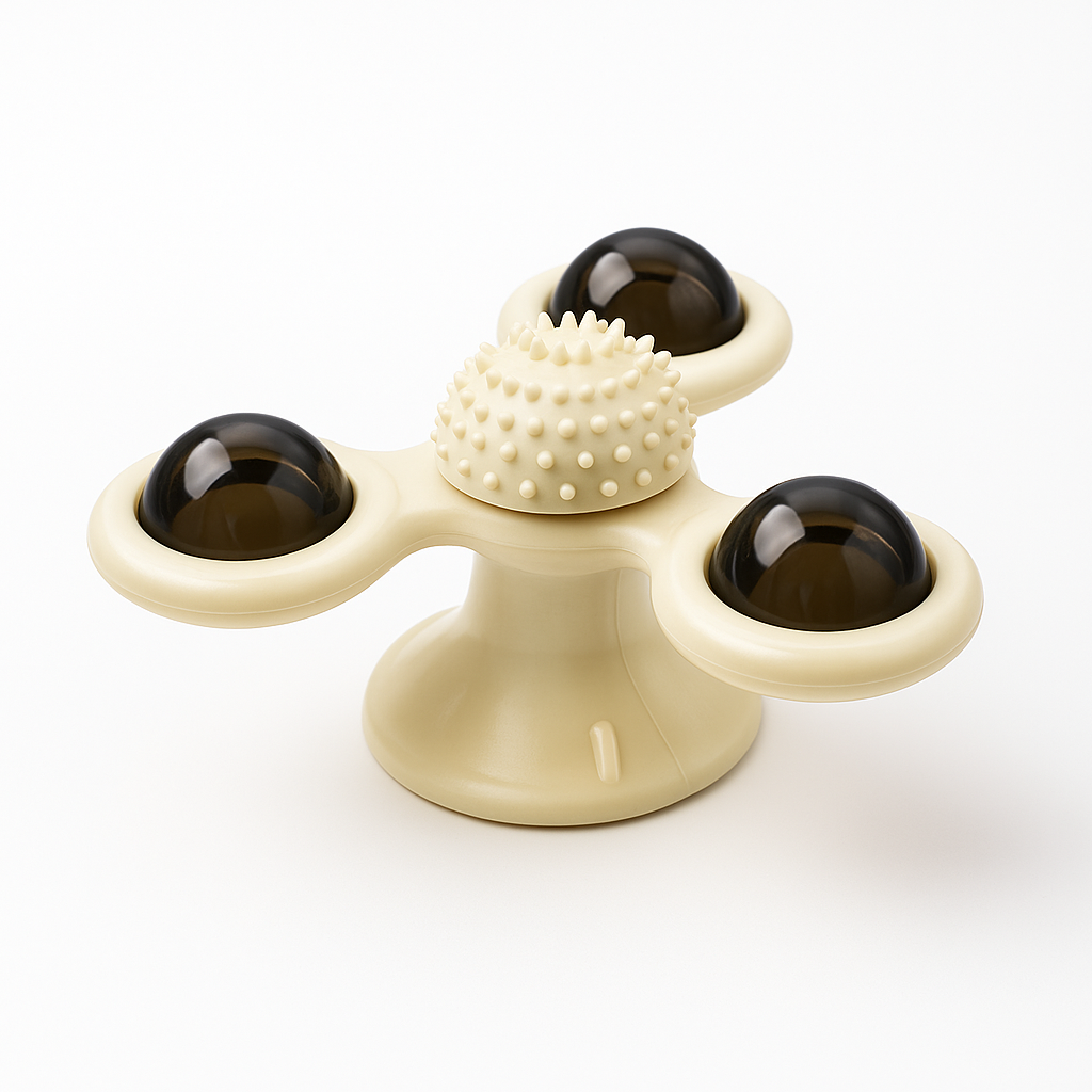 Windmill Cat Toy with 3-Compartment Spinning Interactive Suction Cup Pet