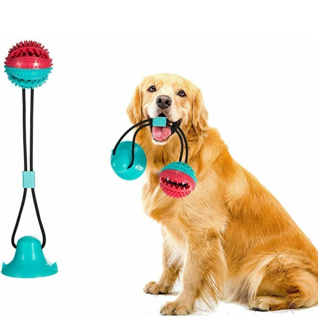 Dog Toy Suction Cup Self-Playing Rubber Ball Chew Food Dispensing Toothbrush