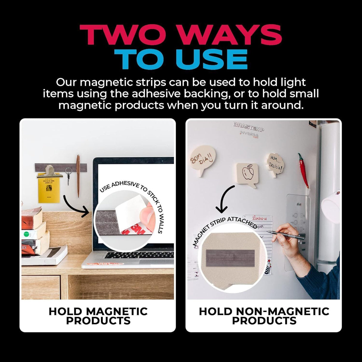3x Armstrong 3M Magnetic Tape Strips with Adhesive Backing Bulk - 60 Fridge Strips Total (3 Packs of 20)