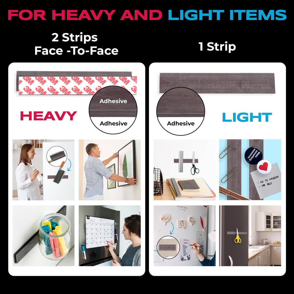 3M Magnetic Tape Strips w/ Adhesive Backing Fridge Strips - 1 Pack of 20