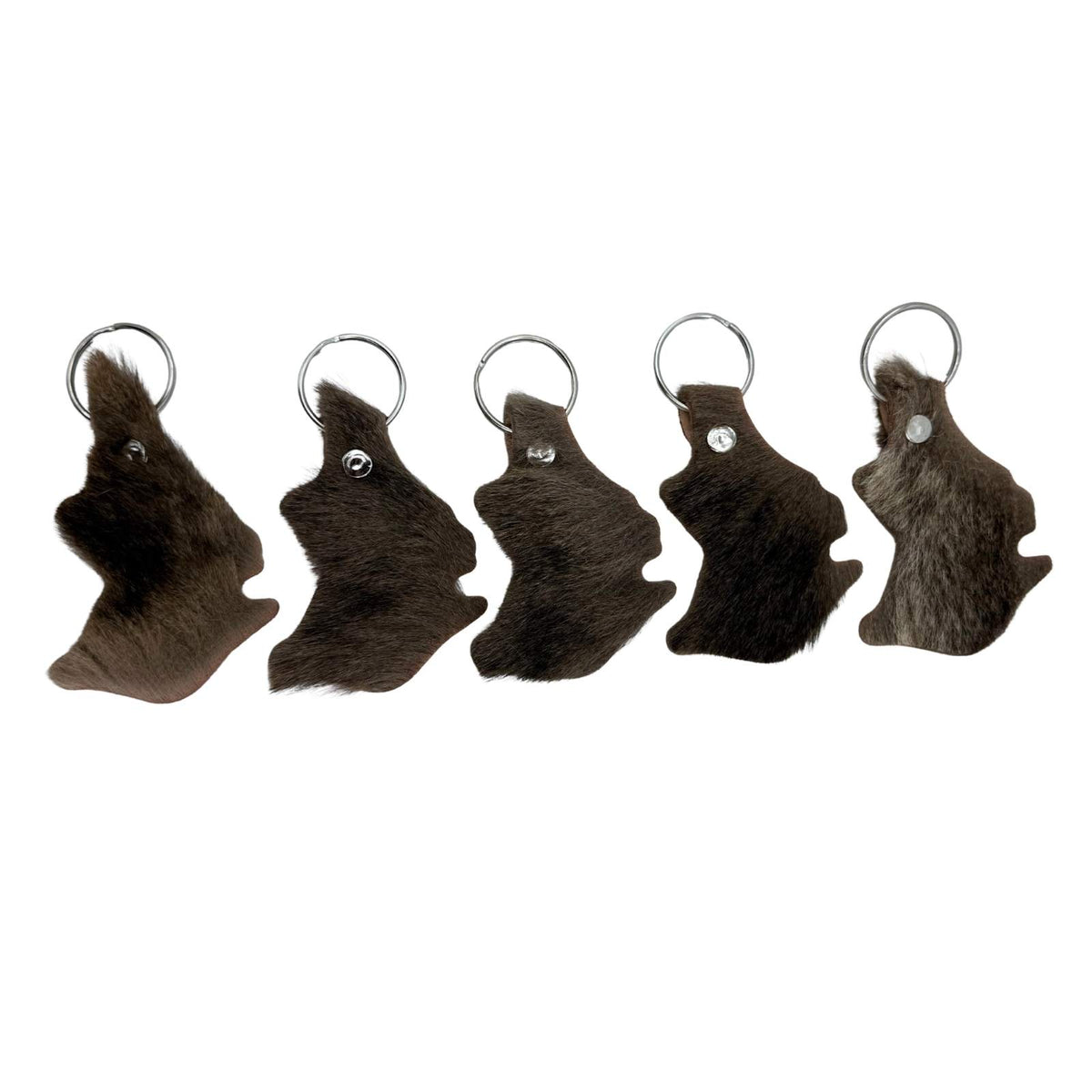 Jacaru 6415M Australia Map Kangaroo Fur Keyrings - 5 Pack (Made in Australia)