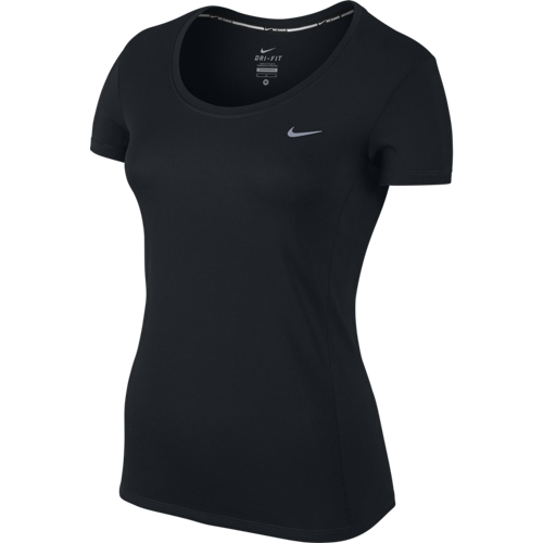 Nike Womens Dri-Fit Running Short Sleeve Gym T-Shirt - Black