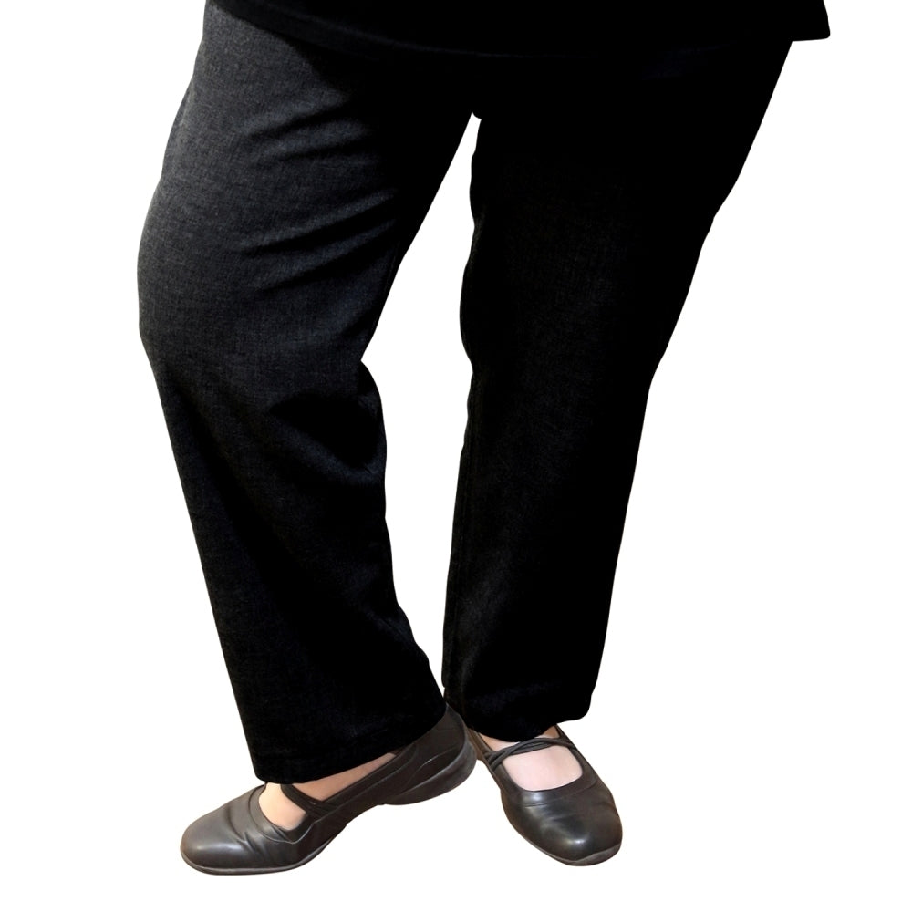 Womens Full Length Pants Relaxed Fit Pure Cotton Casual Work Ladies Trousers - Black