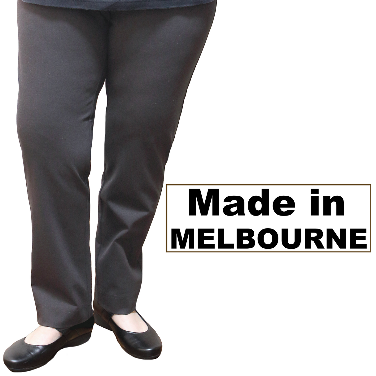 Womens Straight Leg Bengaline Pull On Stretch Work Pants Ladies Bottoms Ponte - Charcoal