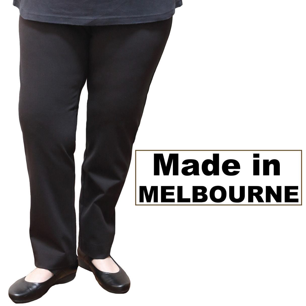 Womens Straight Leg Bengaline Pull On Stretch Work Pants Ladies Bottoms Ponte - Black