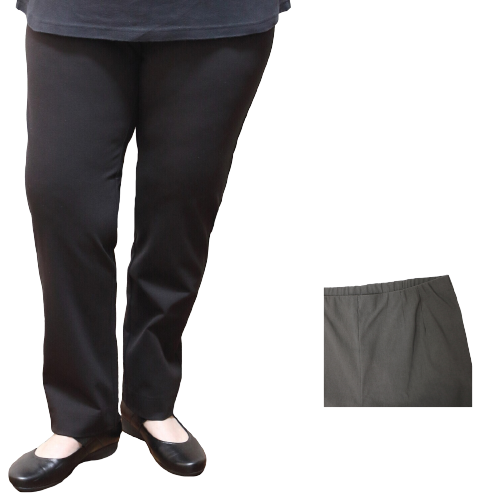 Womens Straight Leg Bengaline Pull On Stretch Work Pants Ladies Bottoms Ponte - Black