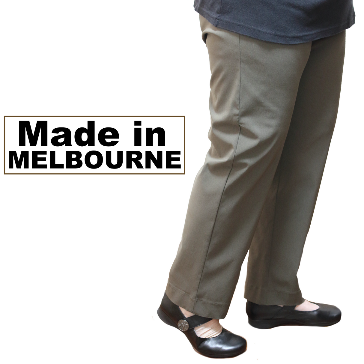 Womens Straight Leg Bengaline Pull On Stretch Work Pants Ladies Bottoms Ponte - Olive