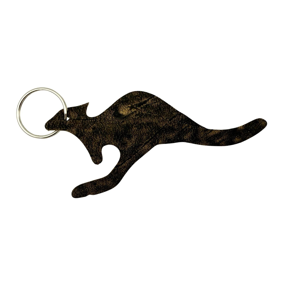 Jacaru 6526M Kangaroo Shape Leather Keyrings - 5 Pack (Mixed Shades Made in Australia)