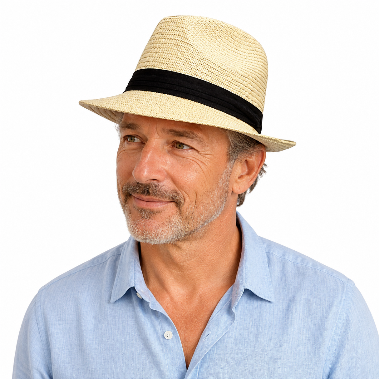 MELBOURNE HATS Trilby Ecuadorian Palm Straw Hat Handwoven Summer Panama Fedora - Natural - Small (57cm)