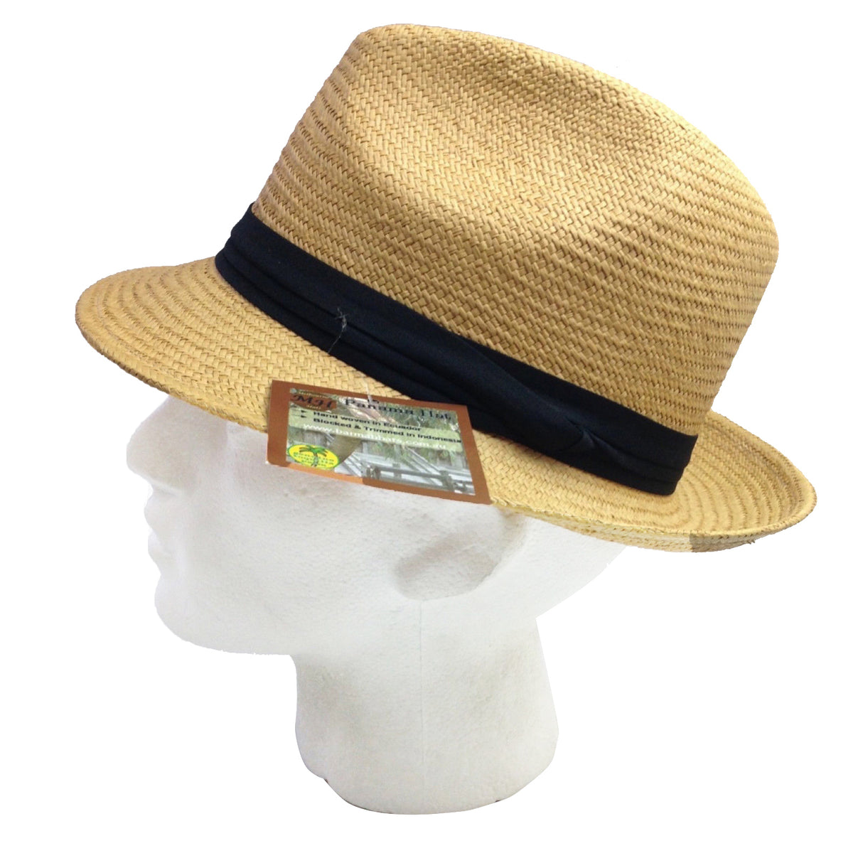 MELBOURNE HATS Trilby Ecuadorian Palm Straw Hat Handwoven Summer Panama Fedora - Natural