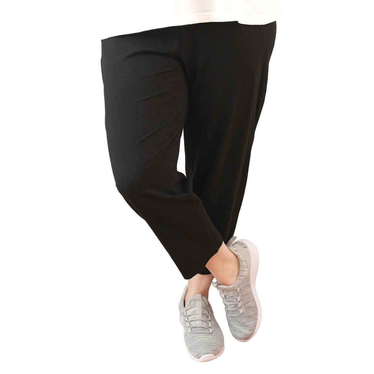 idyl Womens 100% Cotton Crop Pants - Black (Relaxed Fit Leggings)