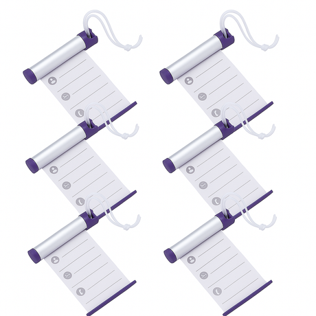 6x Funky Luggage Cylinder Tag Rollout Label for Address Details - Silver/Blue