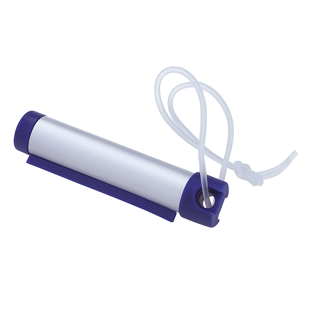 Funky Luggage Cylinder Tag Rollout Label for Address Details - Silver/Blue