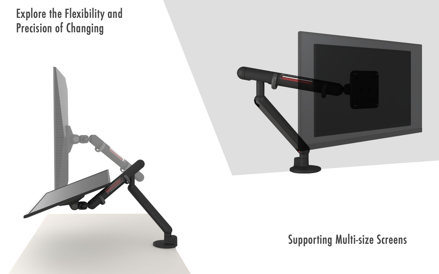 UFOU Kyber Monitor Arm Single Mount Bracket Heavy Duty with Base Clip - Black