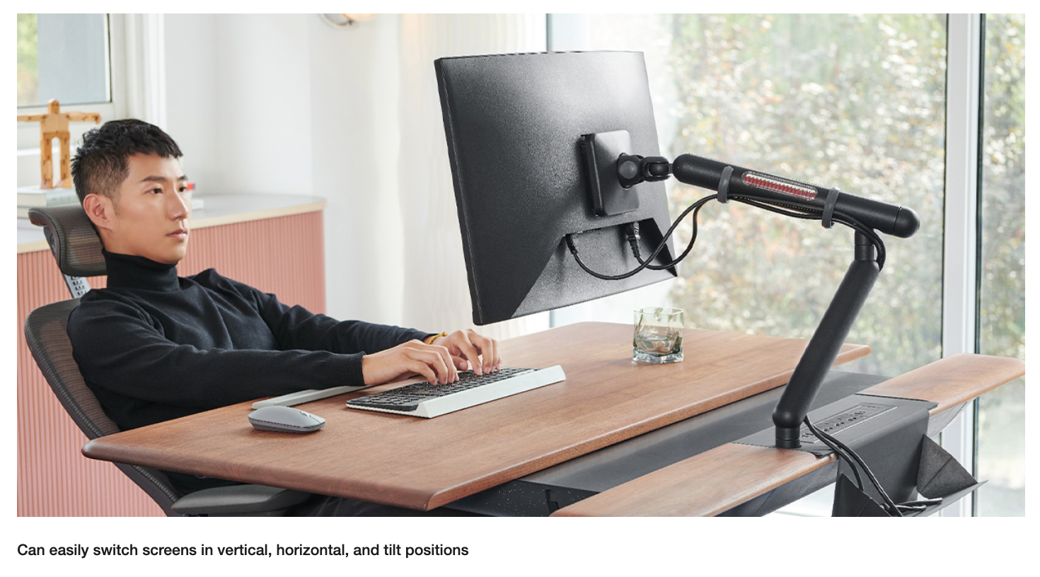 UFOU Kyber Monitor Arm Single Mount Bracket Heavy Duty with Base Clip - Black