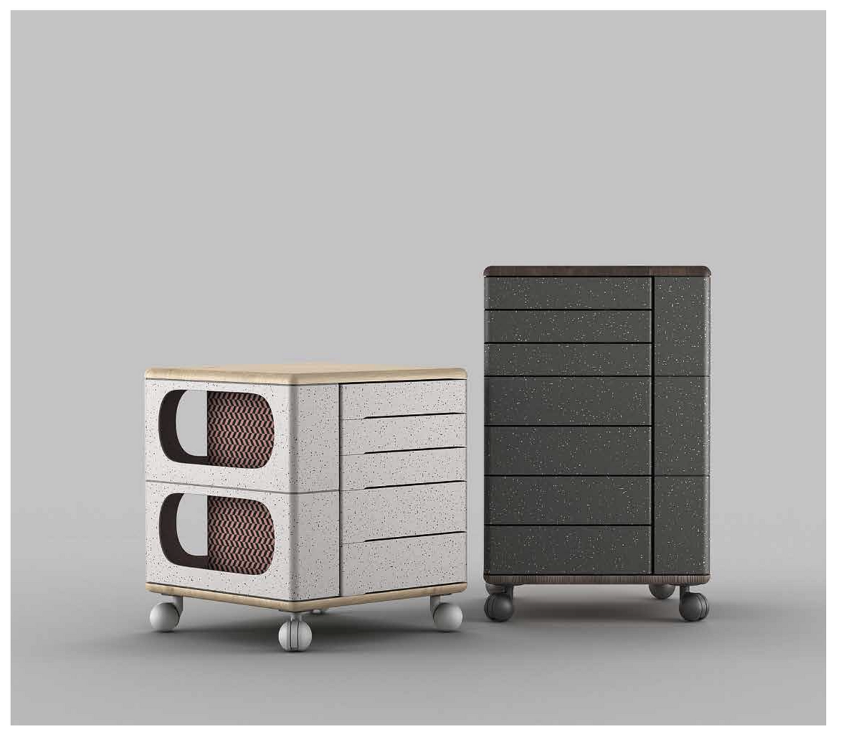 UFOU Fitin Helix Modular Storage Cabinet Unit (5 Revolving Drawers) - Brown