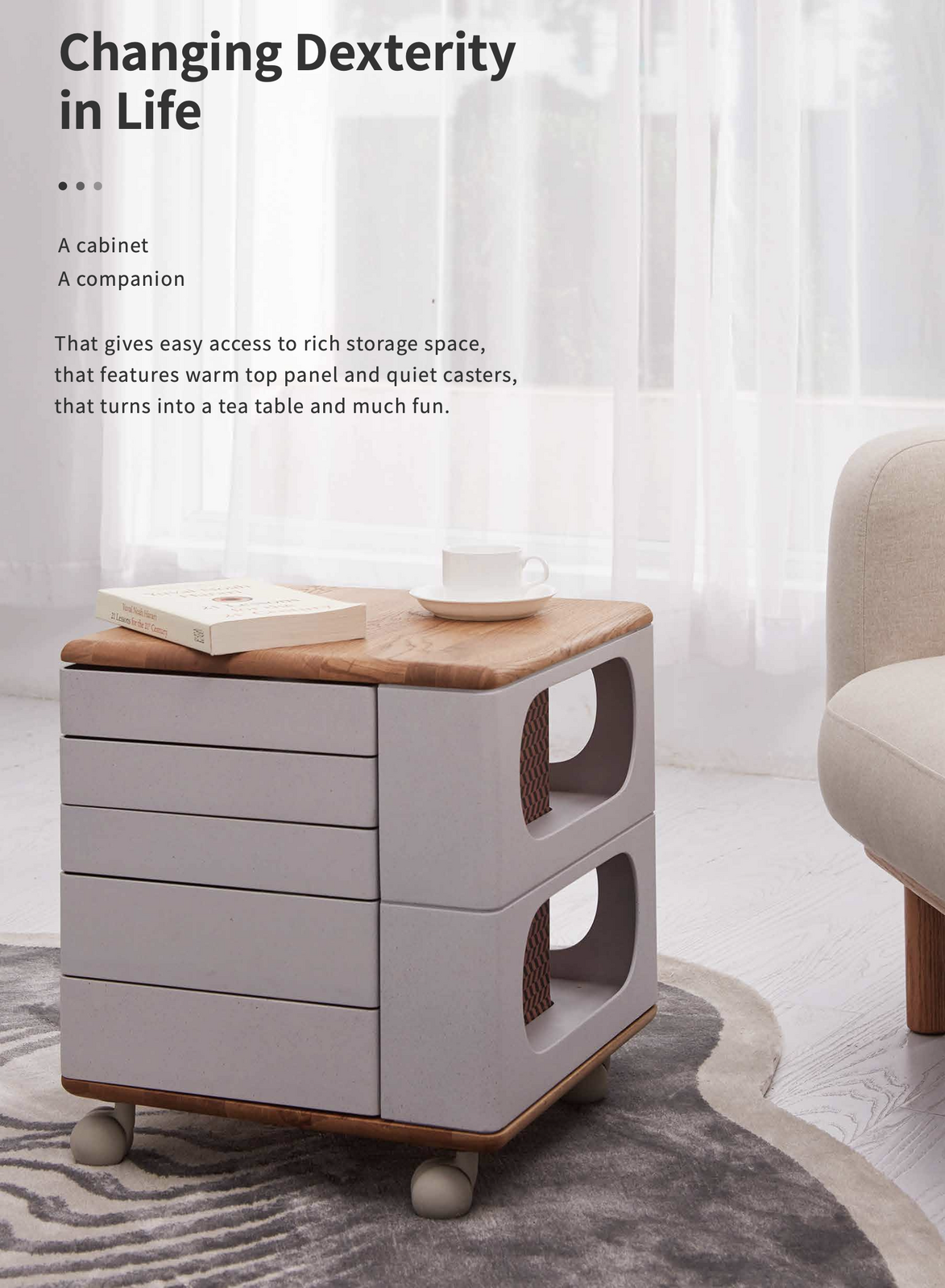 UFOU Fitin Helix Modular Storage Cabinet Unit (5 Revolving Drawers) - Brown