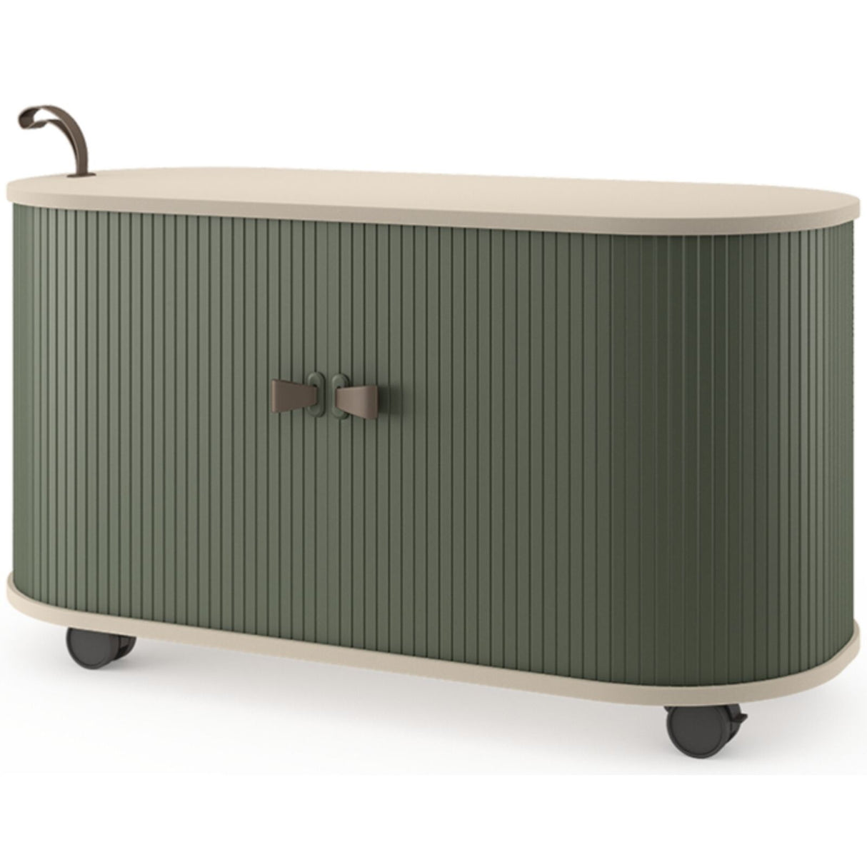 UFOU Mobile Roller Shutter Cabinet - Storage with Adjustable Shelves & Wheels - Dark Green