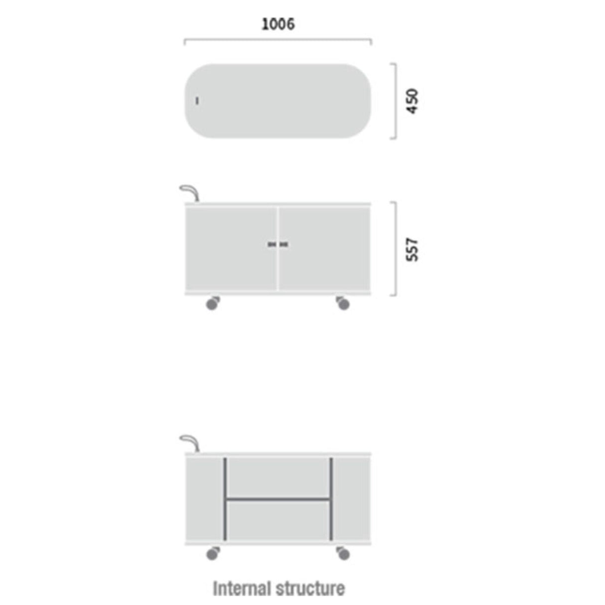 UFOU Mobile Roller Shutter Cabinet - Storage with Adjustable Shelves & Wheels - Brown