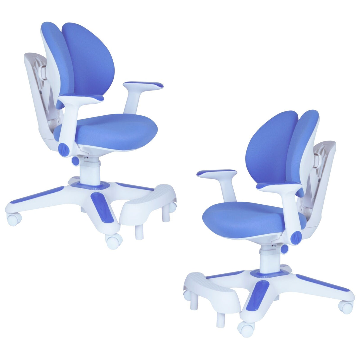 2x Ergonomic Study Chairs for Kids - Height Adjustable - Blue