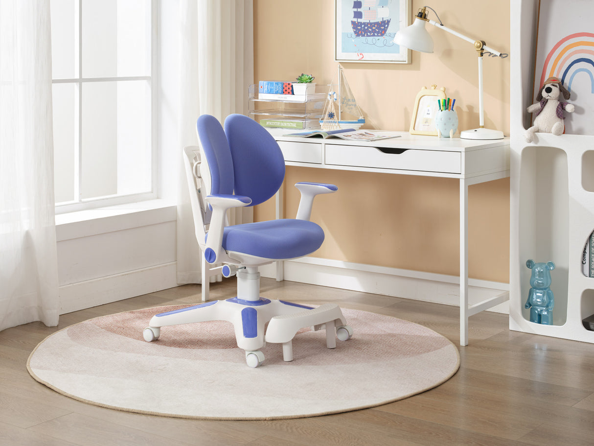 2x Ergonomic Study Chairs for Kids - Height Adjustable - Blue