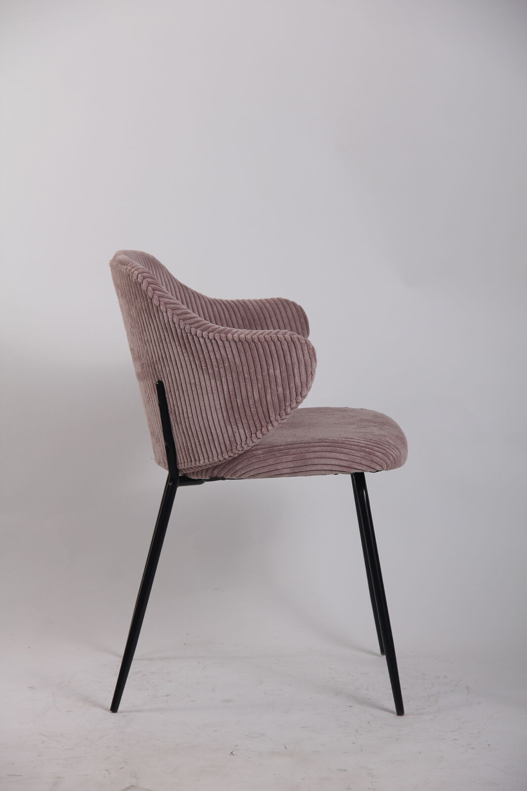 Set of 2 Corduroy Dining Chairs - Pink