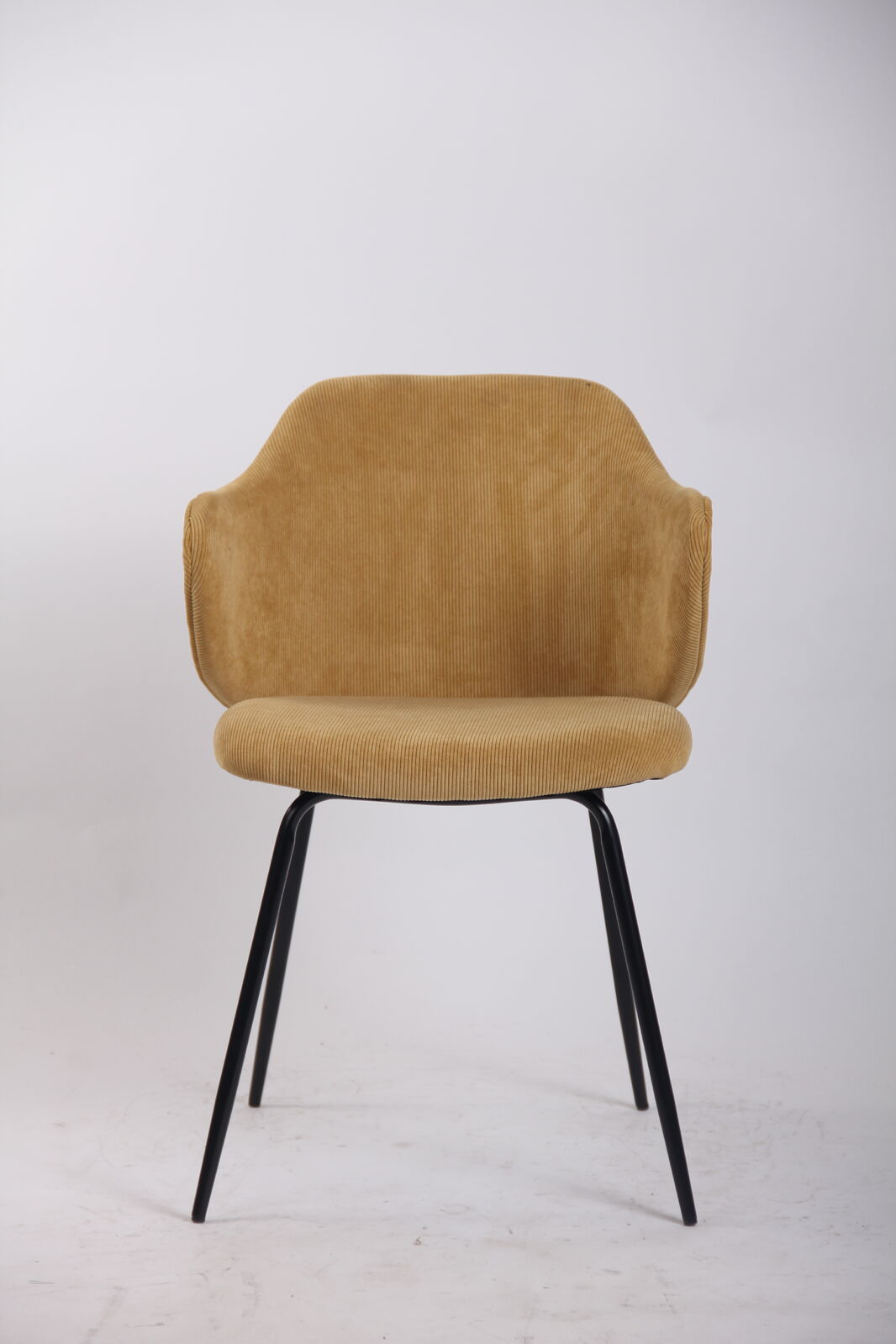 Set of 6 Corduroy Dining Chairs - Mustard Yellow