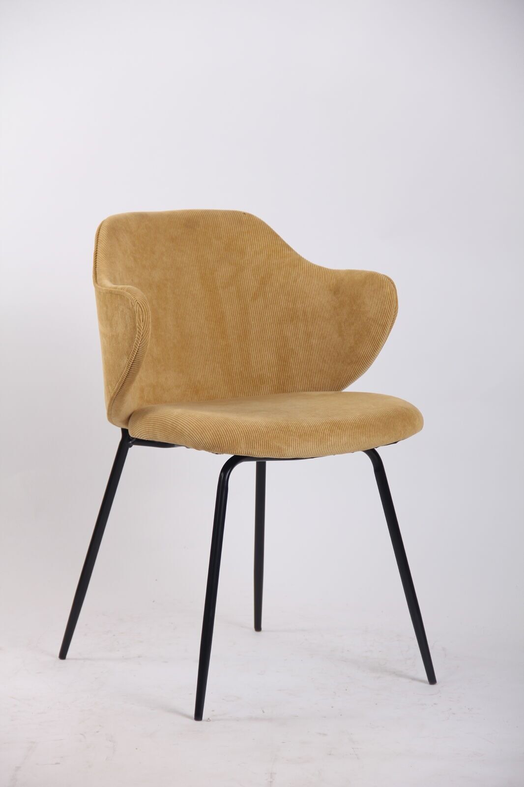 Set of 6 Corduroy Dining Chairs - Mustard Yellow