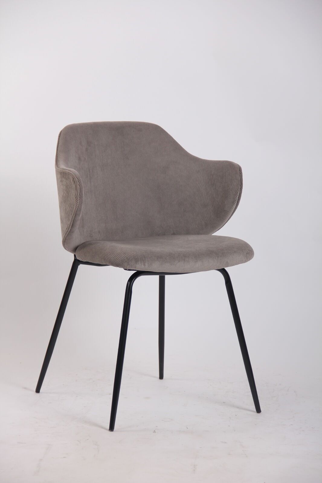 Set of 2 Corduroy Dining Chairs - Grey