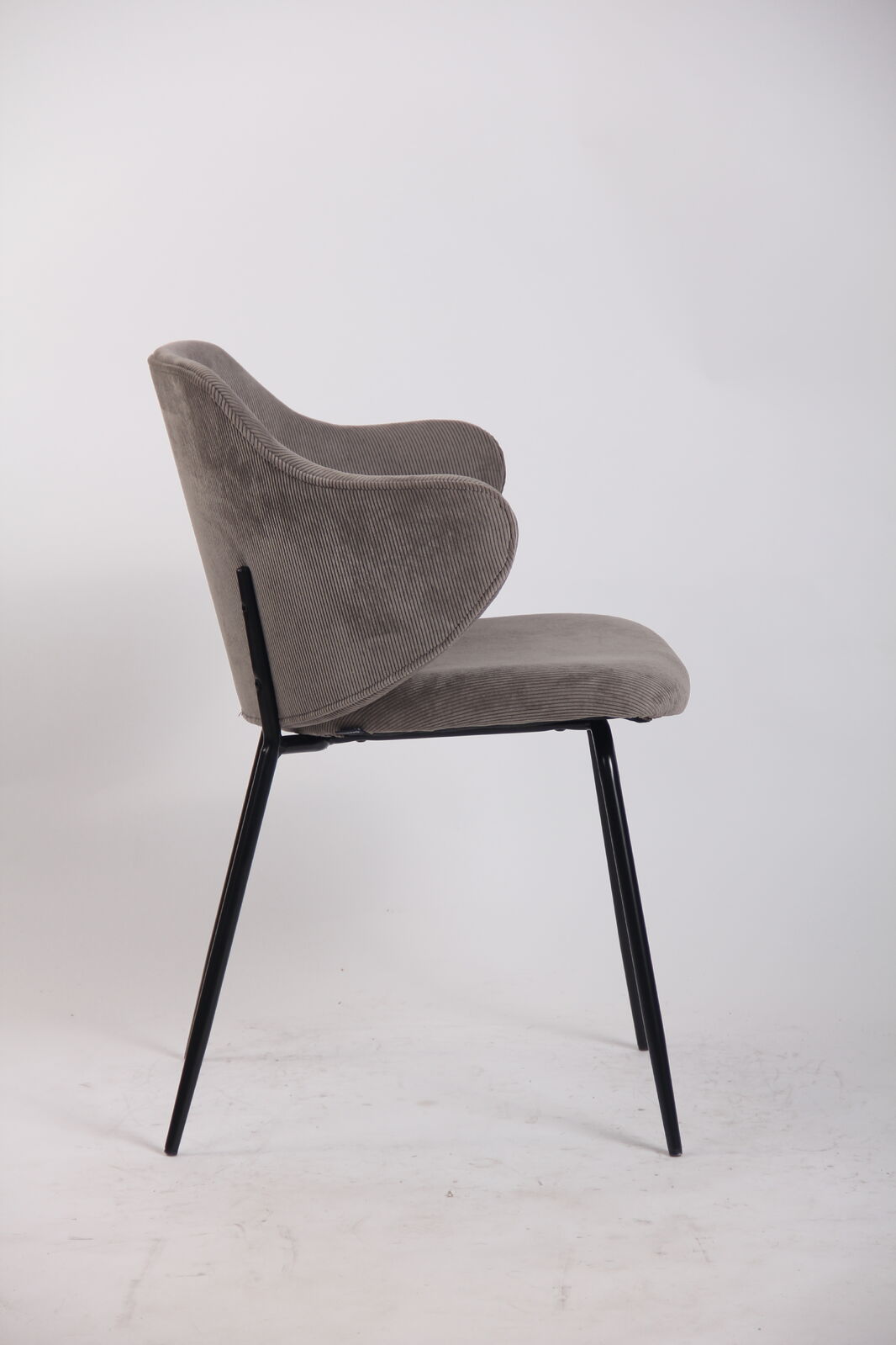 Set of 4 Corduroy Dining Chairs - Grey