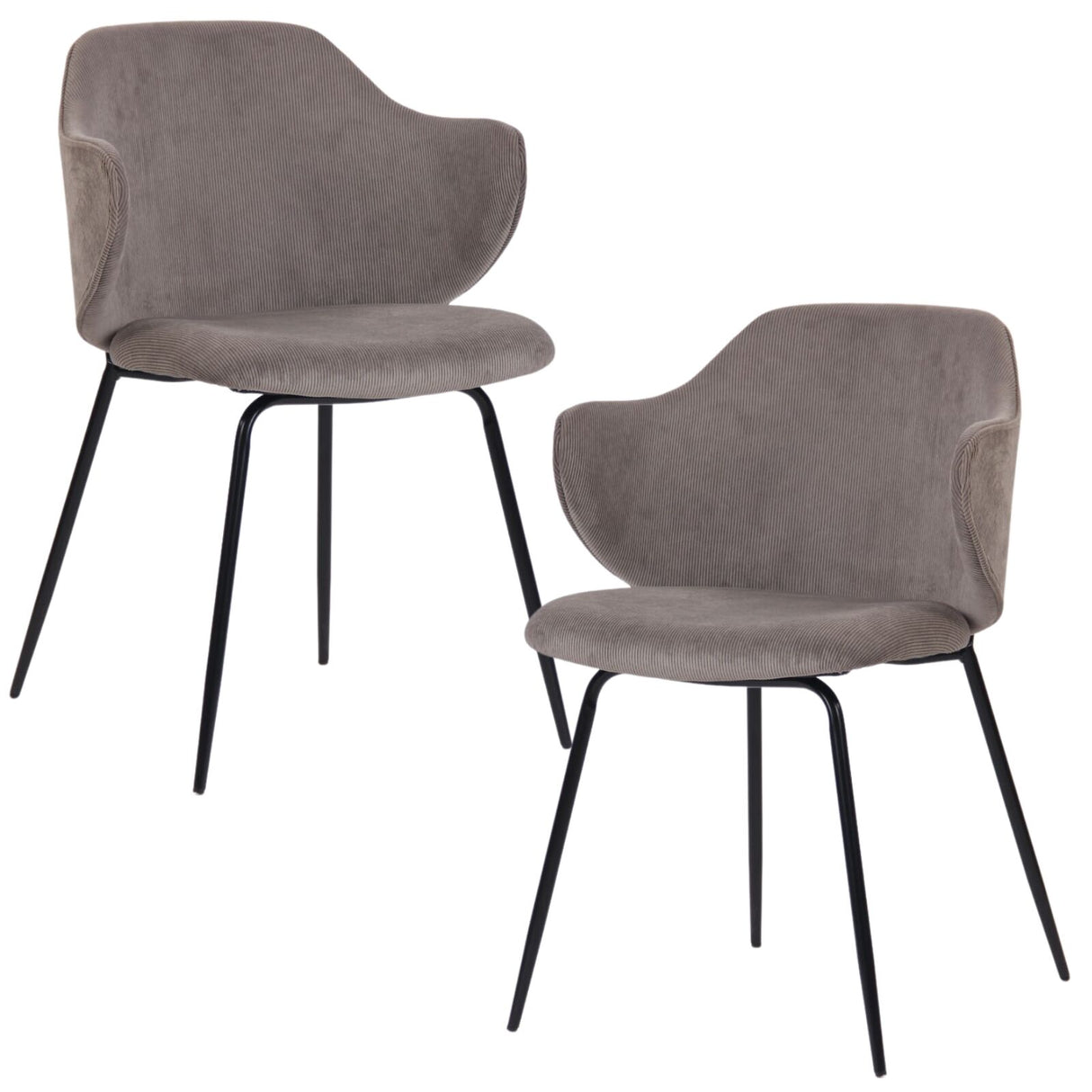 Set of 2 Corduroy Dining Chairs - Grey