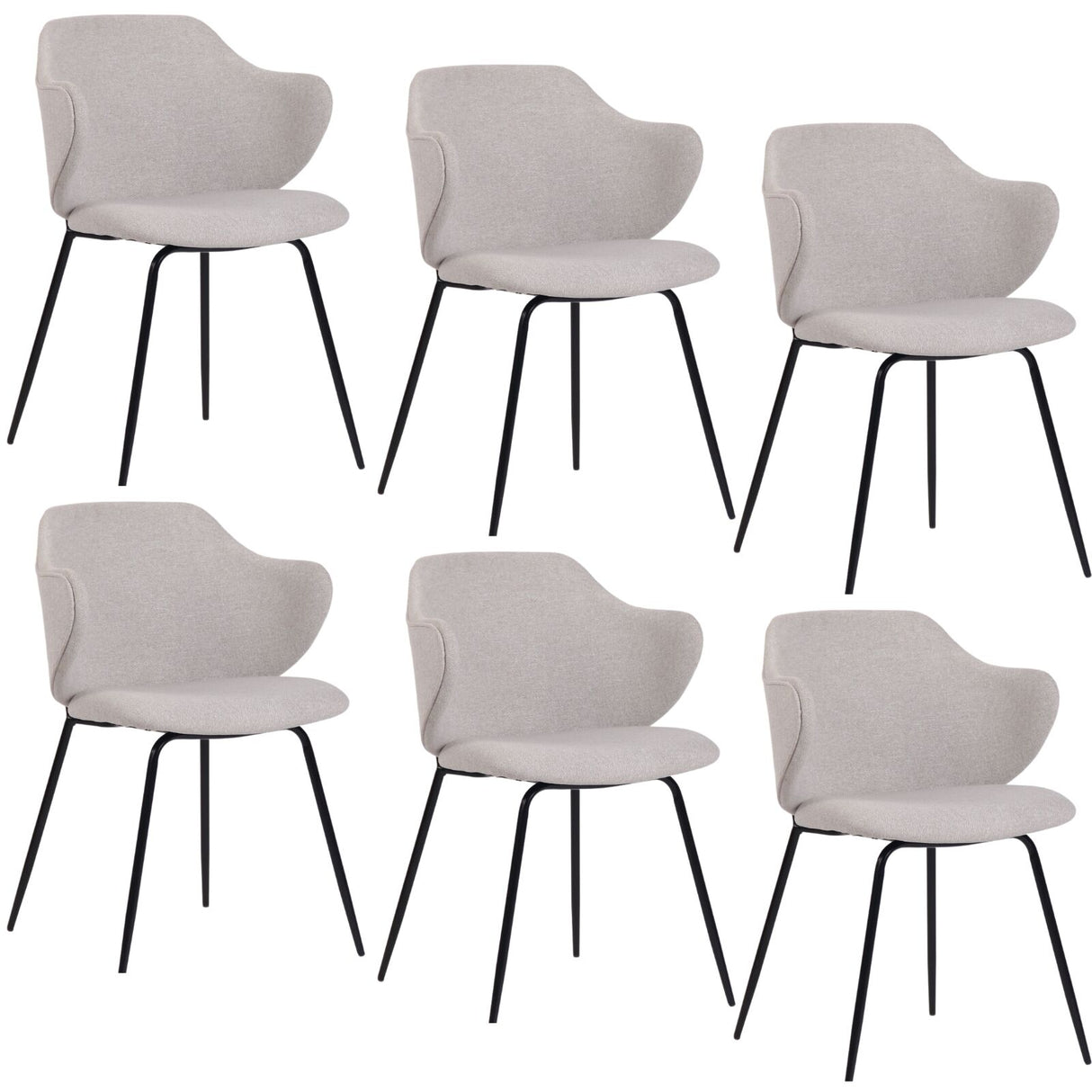 Set of 6 Corduroy Dining Chairs - Ivory Beige