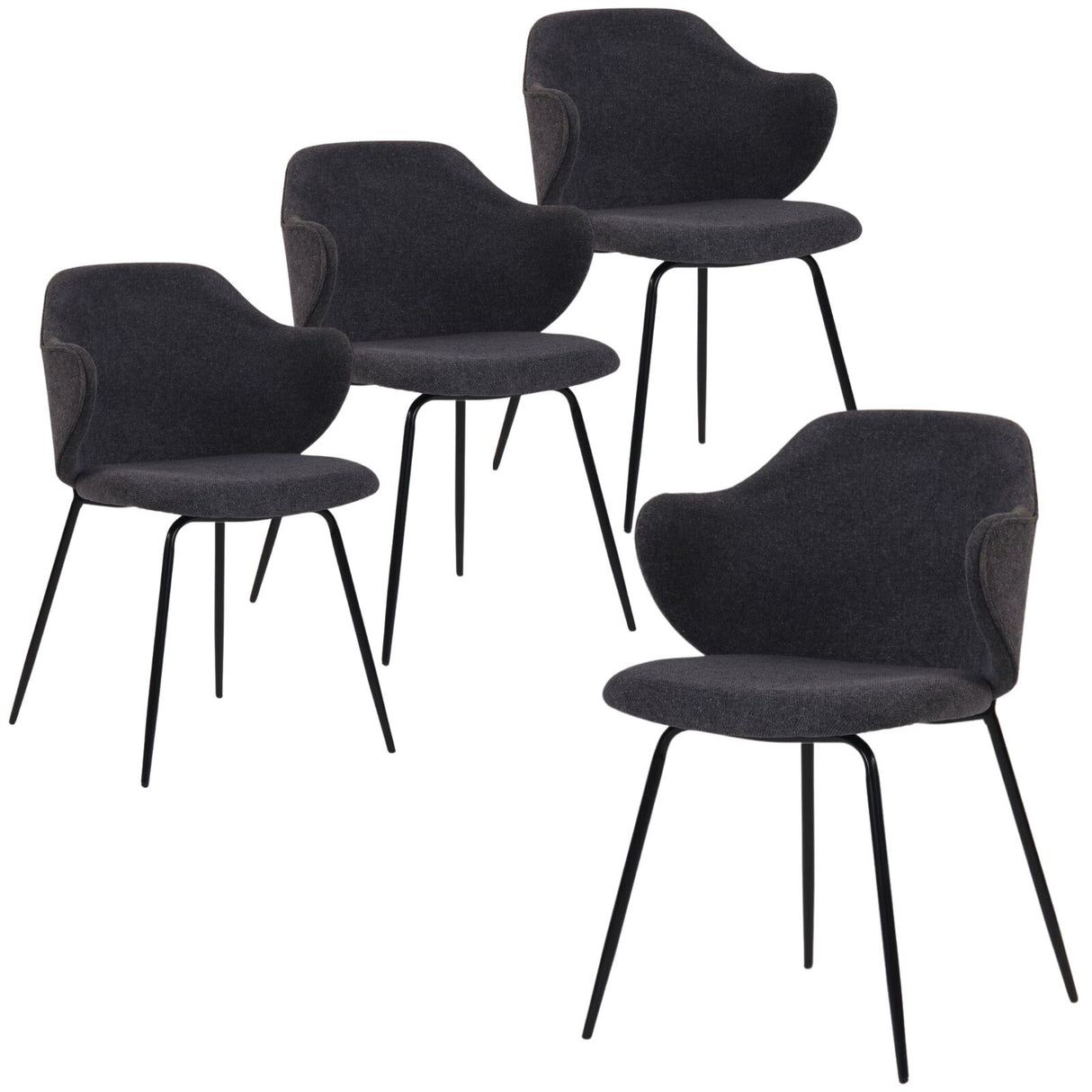 Set of 4 Corduroy Dining Chairs - Graphite