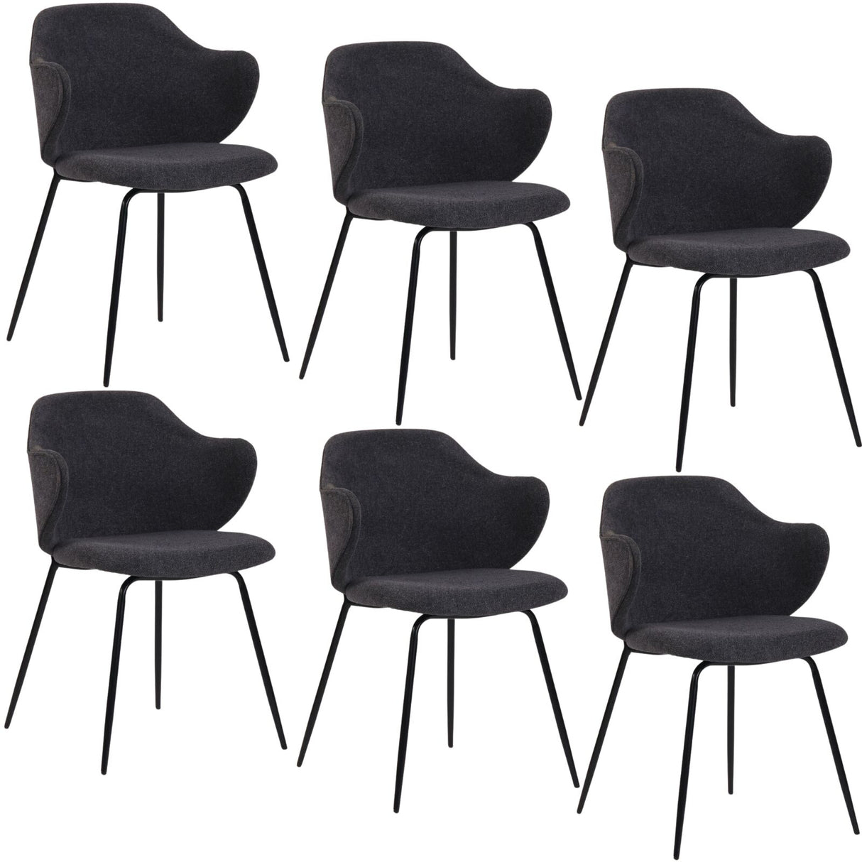 Set of 6 Corduroy Dining Chairs - Graphite