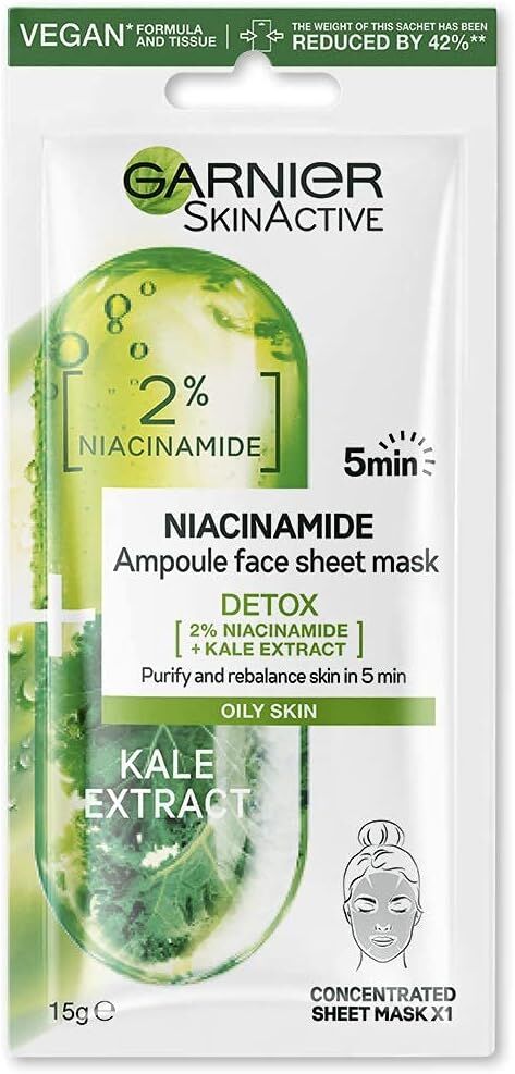 Garnier 15g Skin Active Ampoule Sheet Mask Kale/ Niacinamide