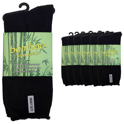 6 Pairs PREMIUM BAMBOO SOCKS Mens Heavy Duty Thick Work Socks Cushion BULK - Assorted Colour Pack