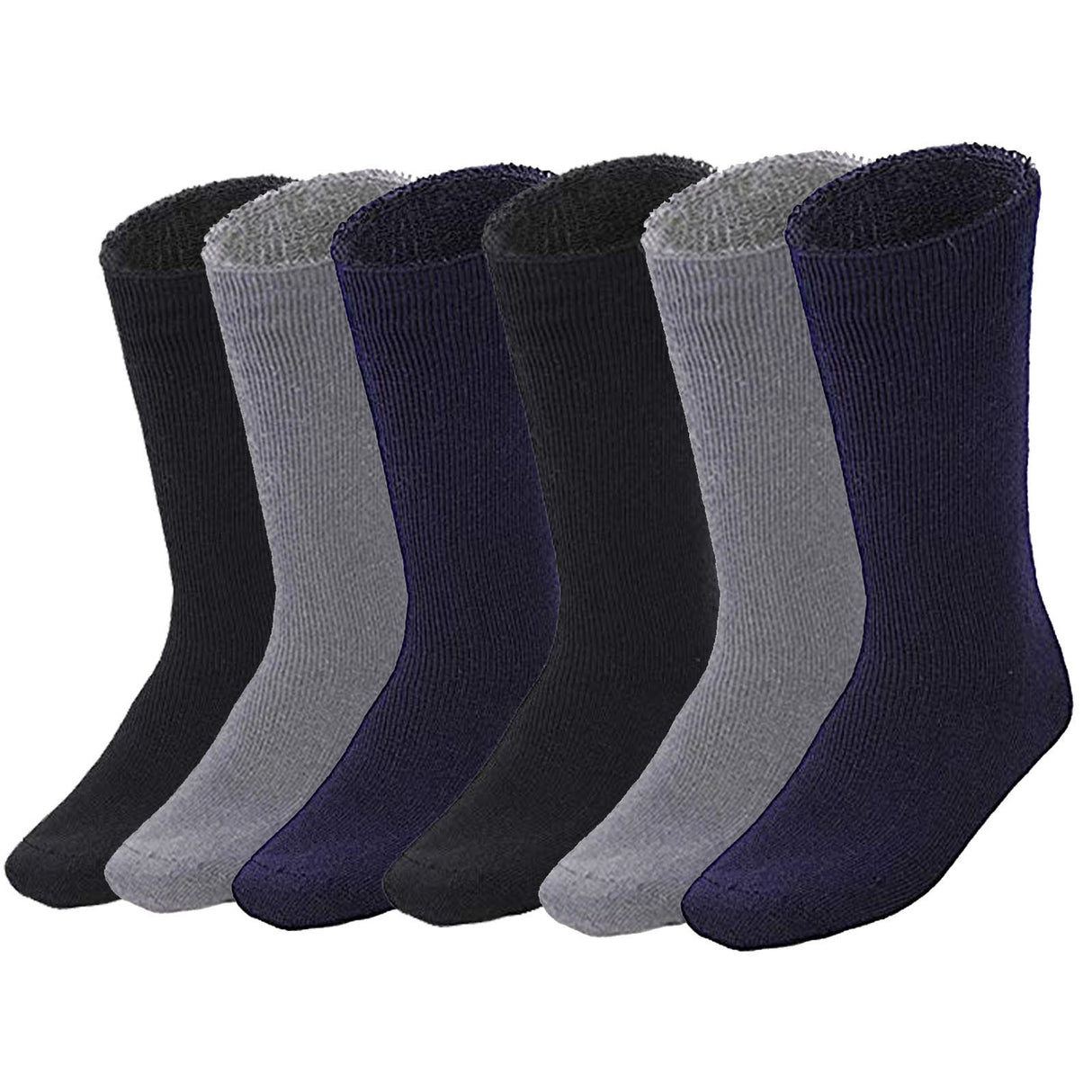 6 Pairs BAMBOO SOCKS Mens Heavy Duty Premium Thick Work Socks Cushion BULK - Navy Blue