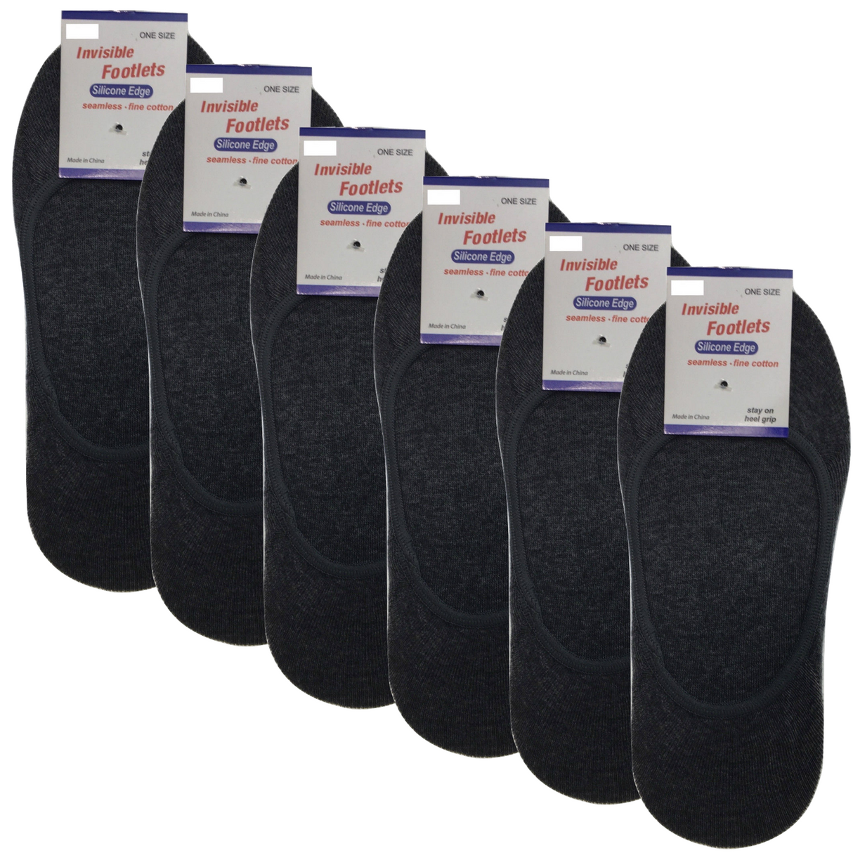 6 Pairs No Show Cotton Socks Pack - Charcoal (Non Slip Low Cut Invisible Footlet Socks)