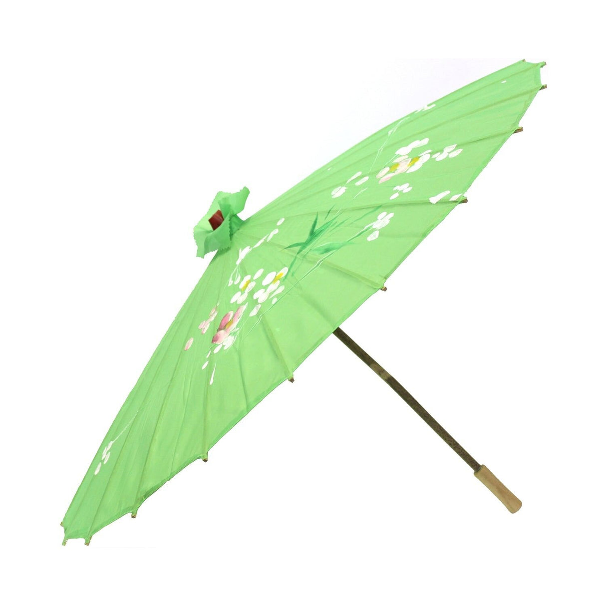 6x Light Green Parasol Umbrellas Bulk Pack - Asian Bamboo Flower Pattern (80cm)