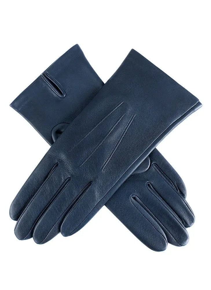 Dents Womens Three Point Leather Gloves in Navy