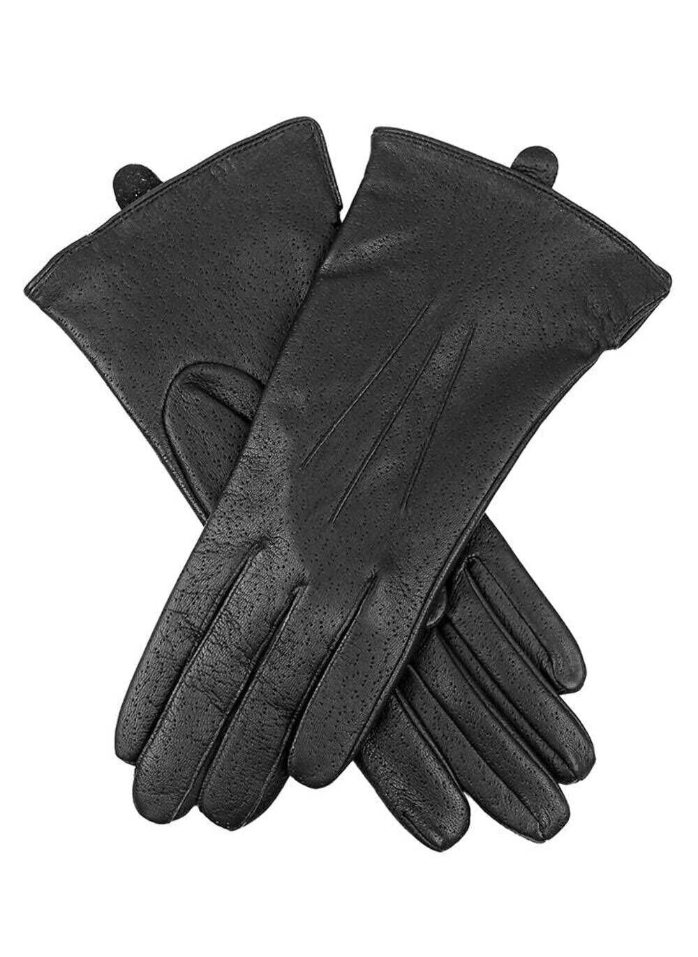 Dents Womens Imipec Leather Gloves Warm Winter Elegant - Black