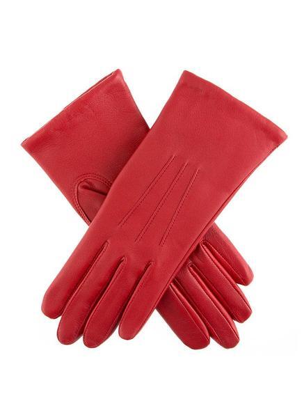 Dents Womens Emma Three-Point Leather Gloves - Berry Red