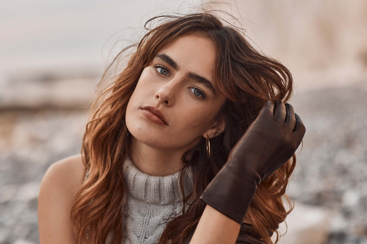 Dents Womens Elizabeth Silk Lined Leather Gloves - Mocca