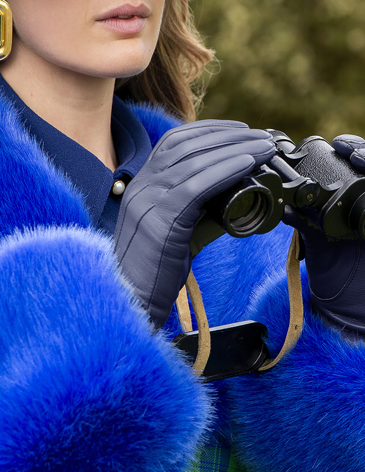 Dents Womens Elizabeth Silk Lined Leather Gloves - Navy