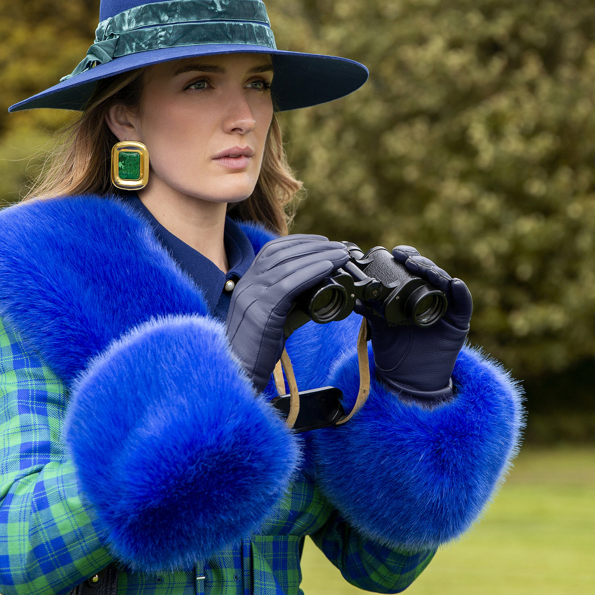 Dents Womens Elizabeth Silk Lined Leather Gloves - Navy