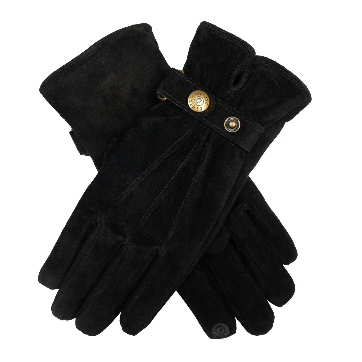 Dents Women's Three-Point Fleece-Lined Suede Gloves - Black