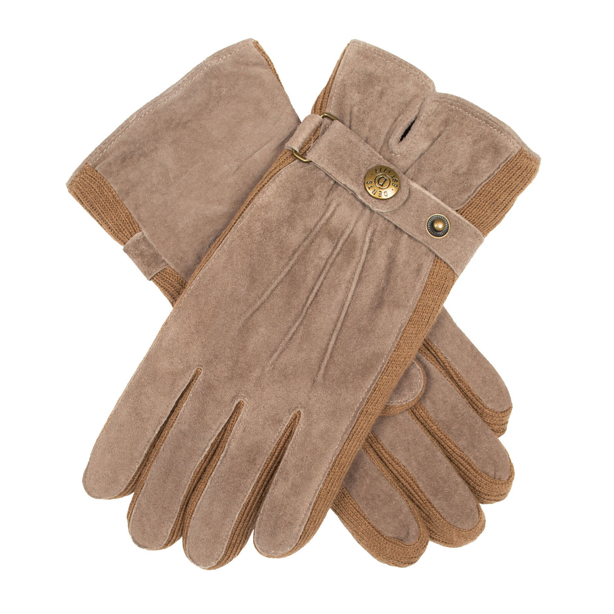 Dents Women's Three-Point Fleece-Lined Suede Gloves - Oat Brown