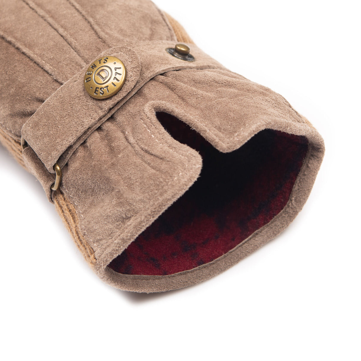 Dents Women's Three-Point Fleece-Lined Suede Gloves - Oat Brown