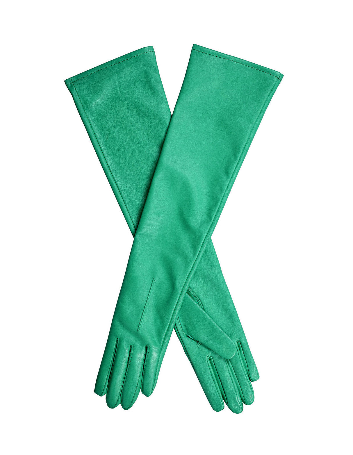 Dents Womens Long Above-Elbow Lined Leather Gloves in Emerald