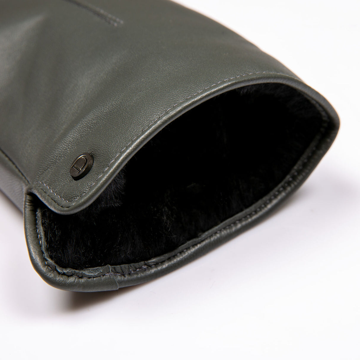 Dents Women’s Touchscreen Single-Point Faux Fur-Lined Leather Gloves - Charcoal